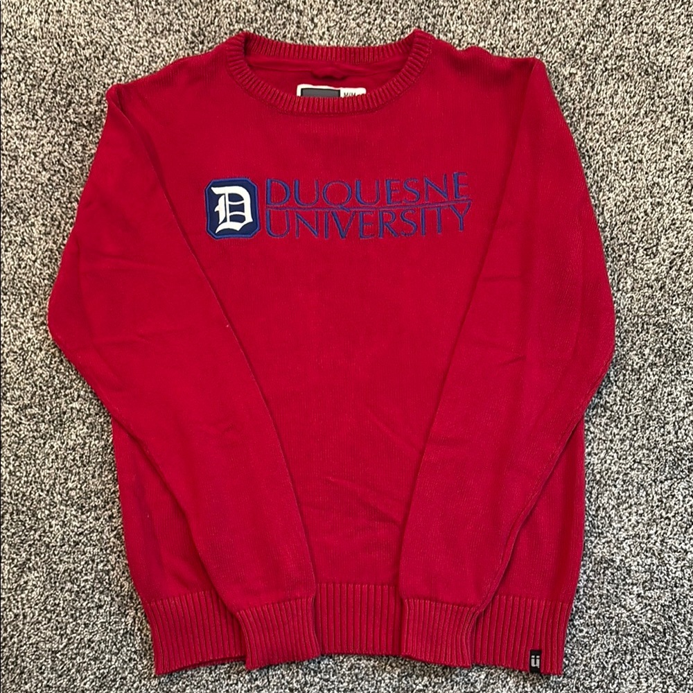 Bruzer Duquesne University Knitted Sweater Medium Red Embroidered College